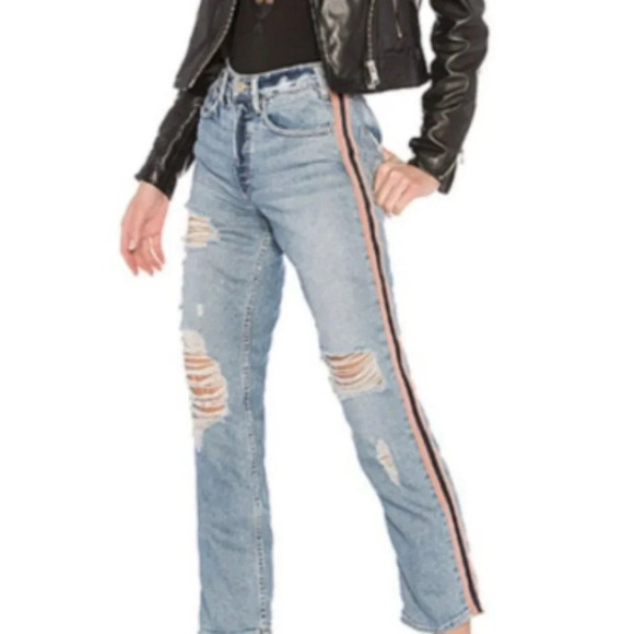 McGuire Piped High Rise Distressed Denim Jeans 27 - Picture 1 of 11